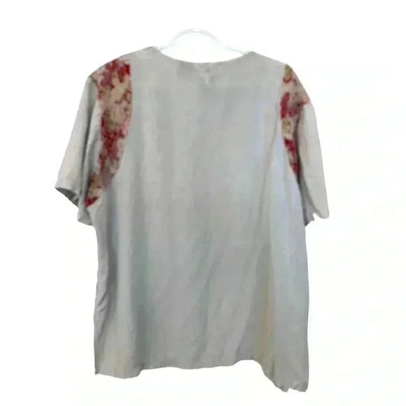 ANNMAI 100% cotton, lightweight, roomy tunic w embroidery and trim, light grey - Picture 4 of 8